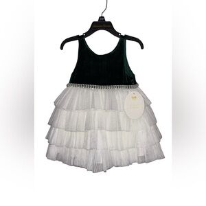 American Princess Green Velvet Sparkling Christmas Dress 24 Months New with Tags